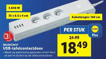 Lidl SilverCrest USB-tafelcontactdoos 35x6.5x4CM aanbieding