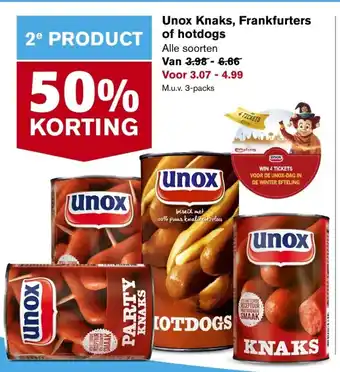 Hoogvliet Unox Knaks, Frankfurters of Hotdogs Alle Soorten aanbieding