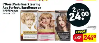 Kruidvat L'Oreal Paris haarkleuring Age Perfect, Excellence en Preference aanbieding