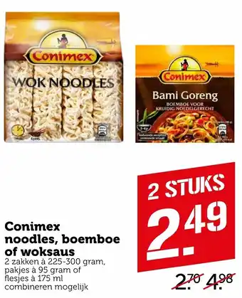 Coop Conimex noodles, boemboe of woksaus aanbieding