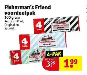 Kruidvat Fisherman's Friend voordeelpak 100 gram 4-pak aanbieding