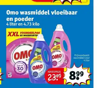 Kruidvat Omo wasmiddel vloeirbaar en poeder 4 liter en 4.73 kilo aanbieding