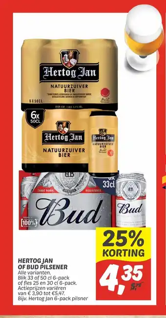 Dekamarkt Hertog Jan of Bud Pilsener aanbieding