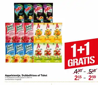 Coop Appelsientje, Taksi of Dubbeldrank 200ml 2*6/10 pakjes aanbieding