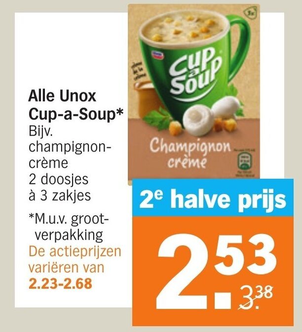 Alle unox cupasoup aanbieding bij Albert Heijn