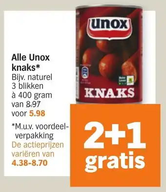 Albert Heijn Alle unox knaks 400g aanbieding