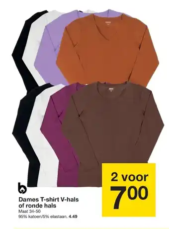 Zeeman Dames t-shirt v-hals of ronde hals aanbieding