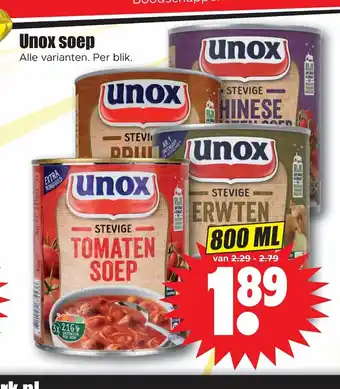 Dirk Unox soep 800 ml aanbieding