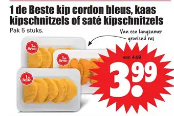 Dirk 1 de Beste kip cordon bleus, kaas kipschnitzels of saté kipschnitzels aanbieding