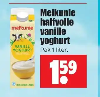 Dirk Melkunie halfvolle vanille yoghurt 1 liter per pak aanbieding