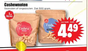 Dirk Cashewnoten 500 gram per zak aanbieding