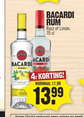 Dirk Bacardi Rum Razz of Limon 70 cl aanbieding