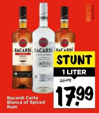 Vomar Voordeelmarkt Bacardi carta blanca of spiced rum aanbieding