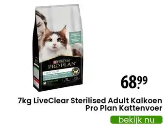 Zooplus 7kg Liveclear sterilised adult kalkoen pro plan kattenvoer aanbieding