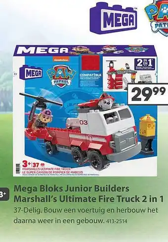 Top1Toys Mega bloks junior builders marshall's ultimate fire truck 2 in 1 aanbieding