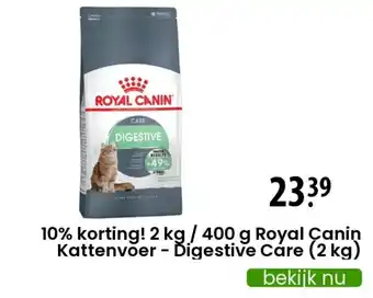 Zooplus 10% Korting! 2 kg / 400g royal canin kattenvoer - digestive care (2kg) aanbieding