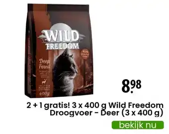 Zooplus 2+1  gratis! 3 x 400g Wild freedom droogvoer - deer (3x400g) aanbieding