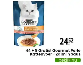 Zooplus 44 + 8 gratis! gourmet perle kattenvoer - zalm in saus aanbieding