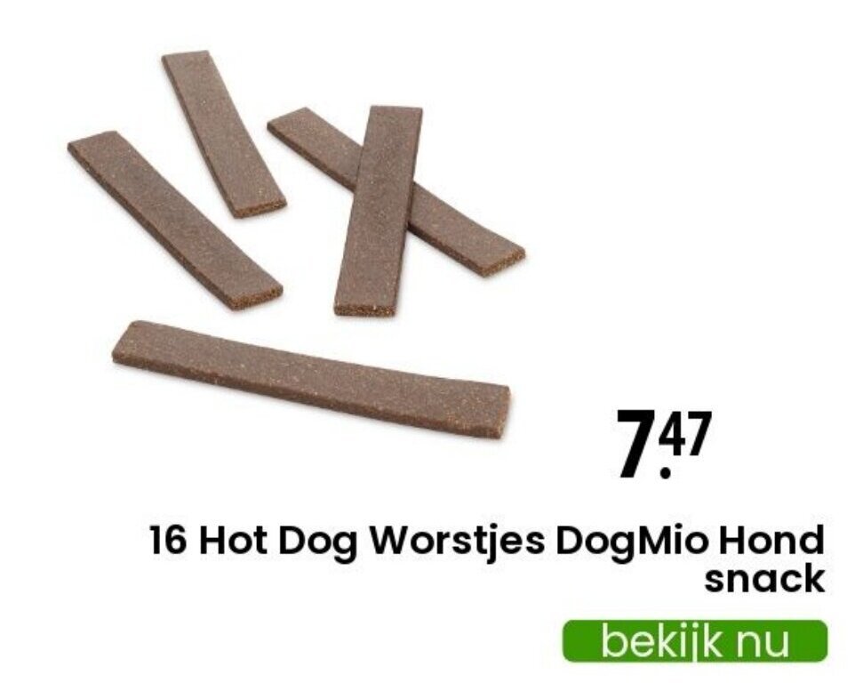 16 Hot dog worstjes dogmio hand snack aanbieding bij Zooplus