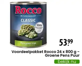 Zooplus Voordeelpakket rocco 24 x800g - groene pens puur aanbieding