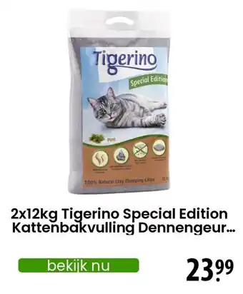 Zooplus 2x12kg Tigerino edition kattenbakvulling dennengeur... aanbieding