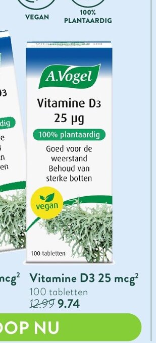 Holland & Barrett A. Vogel Vitamine D3 25 mcg 100 tabletten aanbieding