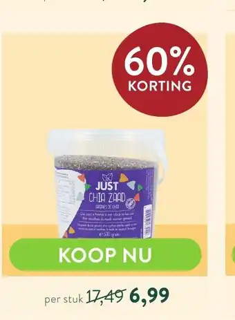 Holland & Barrett Just Chia Zaad per stuk aanbieding