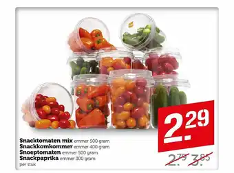 Coop Snacktomaten mix, snackkomkommer, snoeptomaten, snackpaprika aanbieding