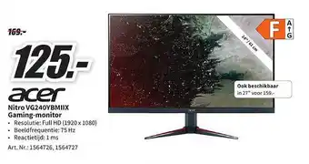 MediaMarkt Acer nitro vg240ybmiix gaming-monitor aanbieding