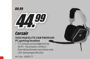 MediaMarkt Corsair void rgb elite usb premium pc gaming headset aanbieding