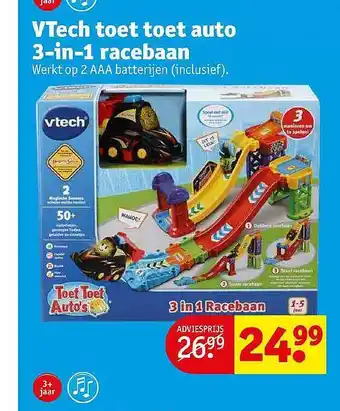 Kruidvat Vtech toet toet auto 3-in-1 racebaan aanbieding