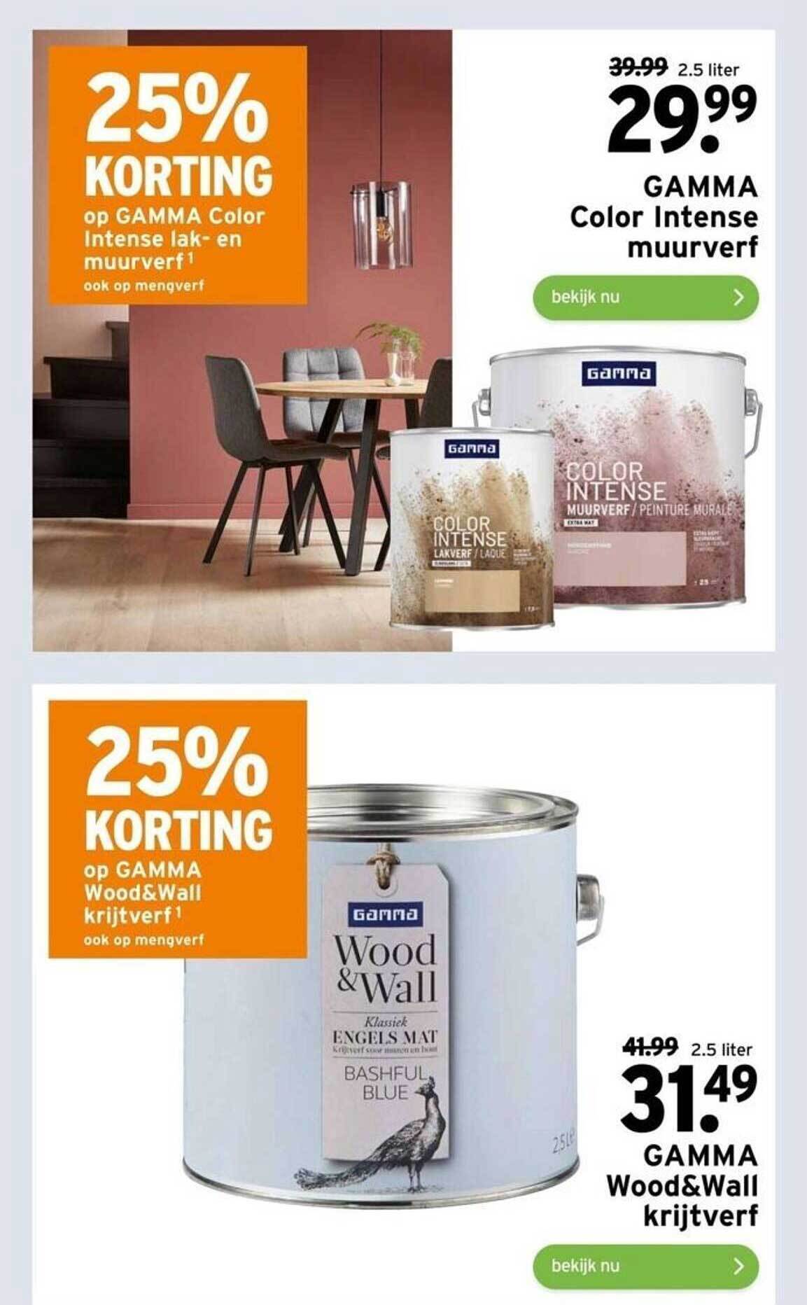 Gamma color intense muurverf of gamma wood&wall krijtverf 25 korting