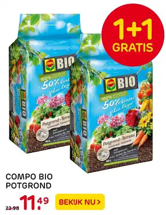 Praxis Compo Bio potgrond 40L aanbieding