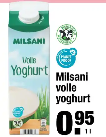 ALDI Milsani volle yoghurt 1 L aanbieding