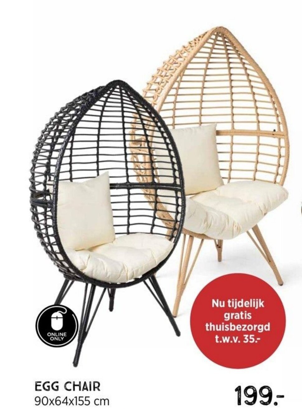 Egg chair 90x64x155CM aanbieding bij Xenos