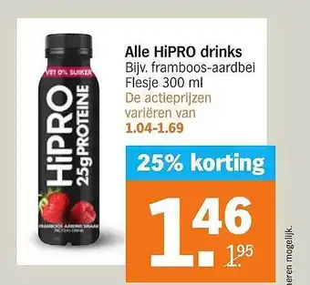 Albert Heijn Alle hipro drinks 25% korting aanbieding