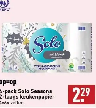 ALDI 4-pack solo seasons 2-laags keukenpapier 4x64 vellen. aanbieding