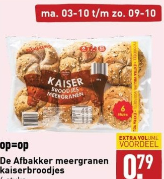 ALDI De afbakker meergranen kaiserbroodjes aanbieding