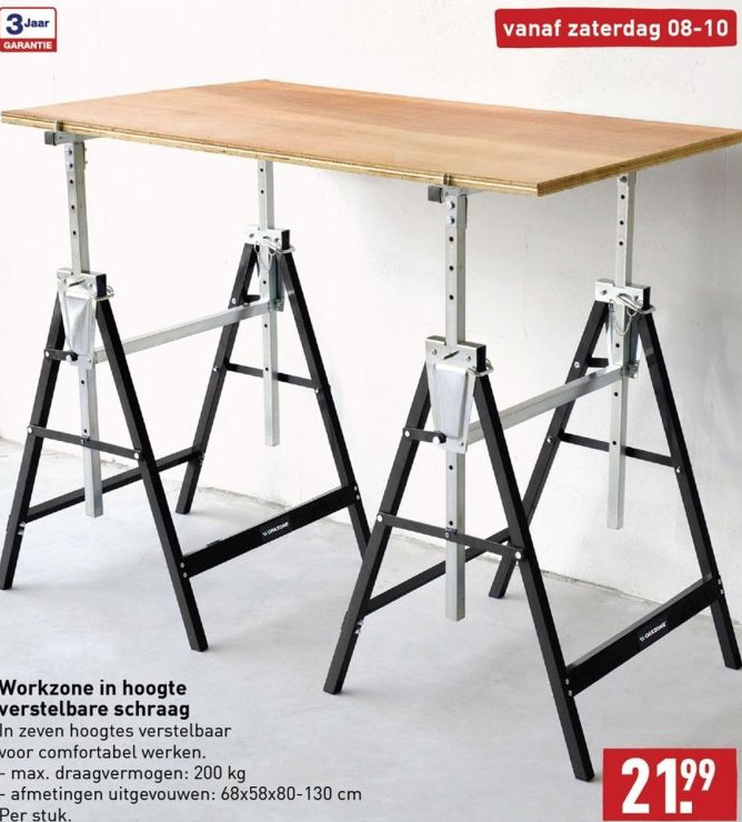 Workzone in hoogte verstelbare schraag aanbieding bij ALDI