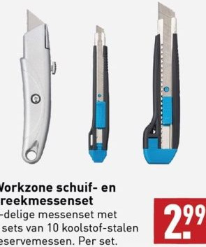ALDI Workzone schuif- en breekmessenset aanbieding