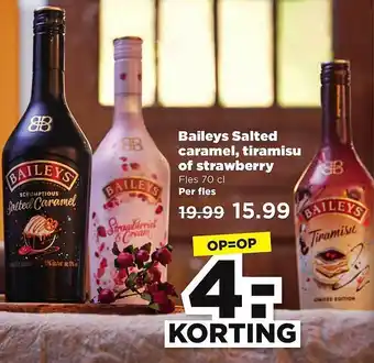 PLUS Baileys salted caramel, tiramisu of strawberry 4.- korting aanbieding