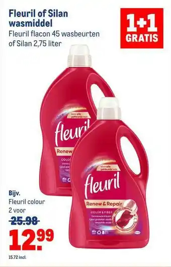 Makro Fleuril of silan wasmiddel 1+1 gratis aanbieding