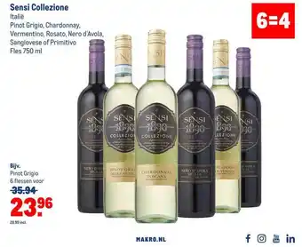 Makro Sensi collezione pinot grigio, chardonnay, vermentino, rosato, nero d'avola, sangiovese of primitivo aanbieding