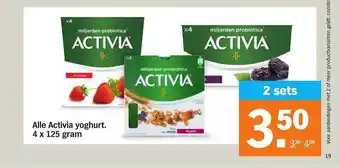 Albert Heijn Alle activia yoghurt 4 x 125 gram aanbieding