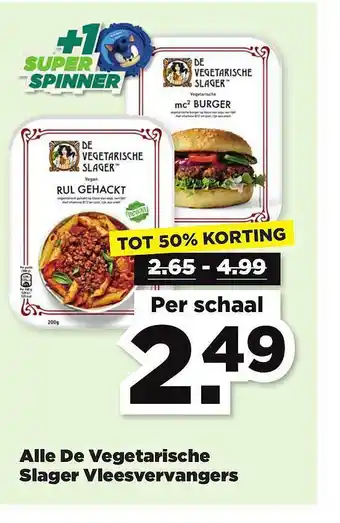 PLUS Alle de vegetarische slager vleesvervangers tot 50% korting aanbieding