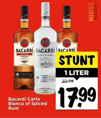 Vomar Voordeelmarkt Bacardi carta blanca of spiced rum aanbieding