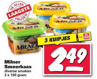 Nettorama Milner smeerkaas 3 x 150g aanbieding