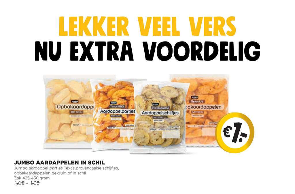 Aardappelen in schil 425-450 gram aanbieding bij Jumbo