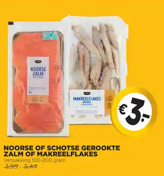 Jumbo Noorse of schotse gerookte zalm of makreelflakes aanbieding