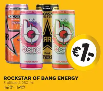 Jumbo Rockstar of Bang energy 250 ML aanbieding